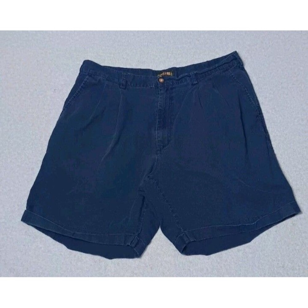 Cambridge Classics Linen Blend Pleated Cuffed Chino Shorts Men 36 Blue Old Money